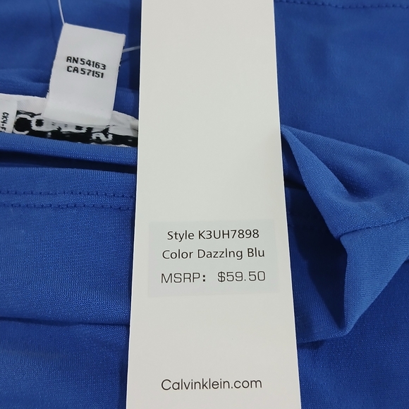 Calvin Kline sz S Dazzing Blu Sleeveless Mockneck Top with Gathered Seam - Picture 5 of 13